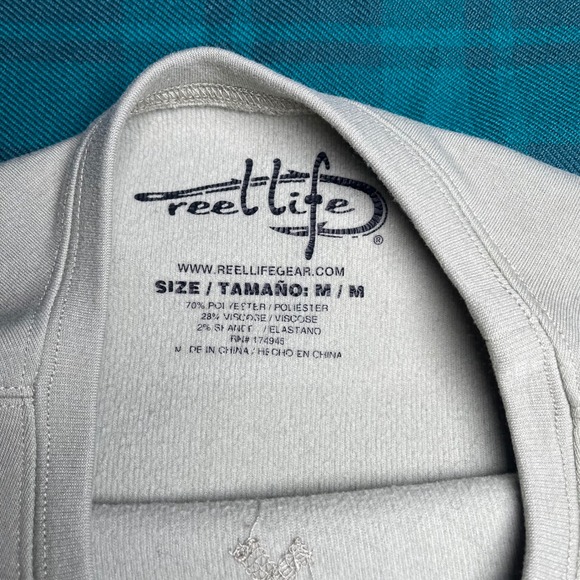 Reel Life Women Light Green Cropped Crewneck Sweatshirt V-Stitch Pullover Size M - Picture 3 of 5